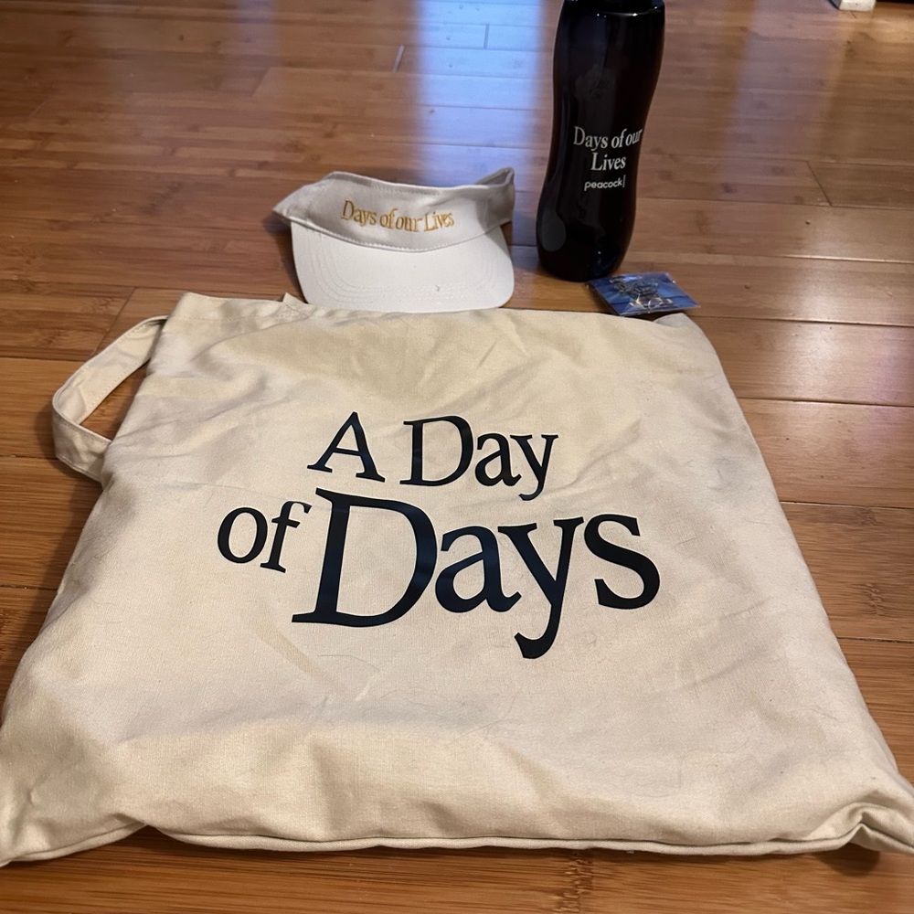 Days of Our Lives Tote Bag, Water Bottle, Pin, and Hat NEW